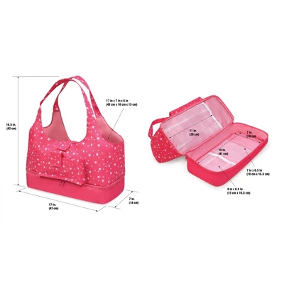 Badger Basket On-the-Go Doll Tote And Storage Bag - Pink Stars - Image 7