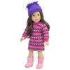 Sophia’s Fair Isle Knit Sweater Dress & Hat For 18” Dolls, Hot Pink/Purple