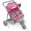 Badger Basket Trek 3-Wheel Folding Twin Doll Jogging Stroller - Gray/Pink