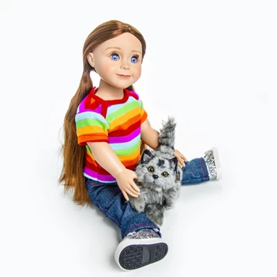The Queen's Treasures 18 Inch Doll Pet Realistic Grey Striped Kitty Cat - Image 6