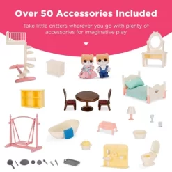 Best Choice Products Camper Van Playset Pretend Play Dollhouse Toy With 54 Accessories And Tiny Critters For Kids