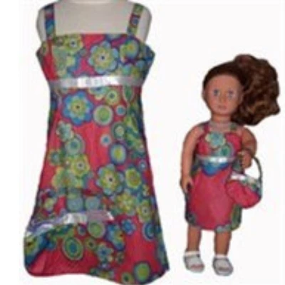 Doll Clothes Superstore Size 6 Matching Girl And Doll Red Flower Sundress With Purse