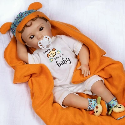 Paradise Galleries Reborn Baby Doll Boy Puppy Love, Magnetic Pacifier, Rooted Hair, 19 Inch Doll Made In SoftTouch Vinyl