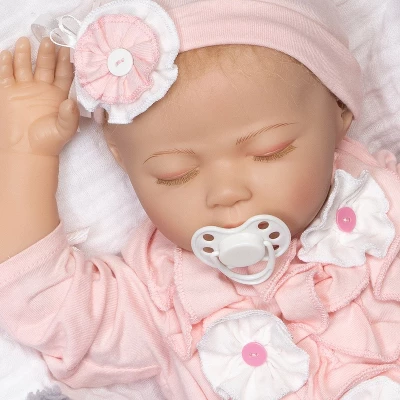 Paradise Galleries Reborn Baby Doll With Magnetic Pacifier, Buttons & Bows, 21 Inch Sleeping Girl In Softtouch Vinyl & Weighted Body, 8-Piece Gift Set - Image 8