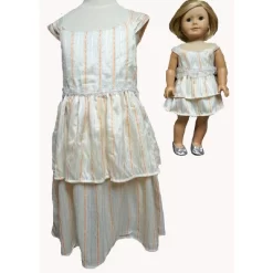 Doll Clothes Superstore Size 7 Matching Girl And Doll Cream Stripe Ruffle Dresses