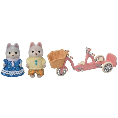 Calico Critters Tandem Cycling Set Husky Sister & Brother - Image 2