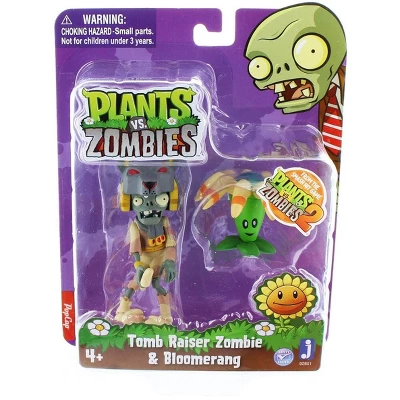 The Zoofy Group LLC Plants Vs Zombies 3" Figure 2-Pack: Tomb Raiser Zombie & Bloomerang