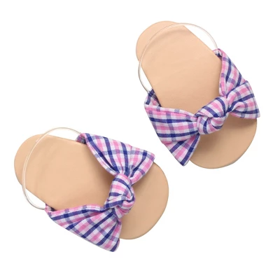 Sophia’s Plaid Fabric Knot Sandal For 18" Dolls, Pink/Blue - Image 3
