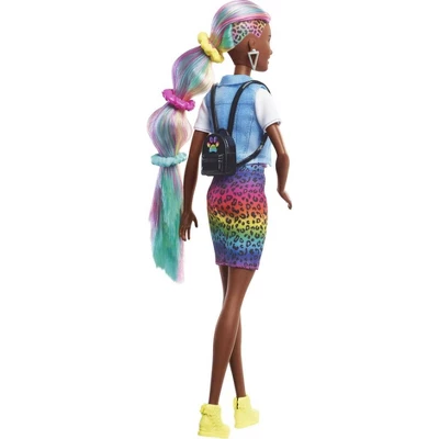 Barbie Leopard Rainbow Hair Doll - Animal Print Skirt - Image 2