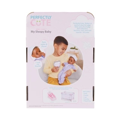 Perfectly Cute 14" Sleepy Time Baby Doll - Brown Hair/Brown Eyes - Image 8