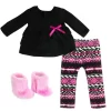 Sophia’s Ikat Print Knit Leggings, Long-Sleeved Top, & Fuzzy Boots Outfit For 18” Dolls, Hot Pink/Black
