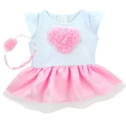 Sophia’s Heart Dress And Headband Outfit For 15'' Dolls, White/Pink