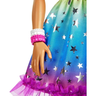 Barbie 28" Large Doll With Brown Hair And Rainbow Dress - Image 4