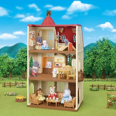 Calico Critters Red Roof Tower Home, 3 Story Dollhouse Playset With Figure, Furniture And Accessories - Image 2
