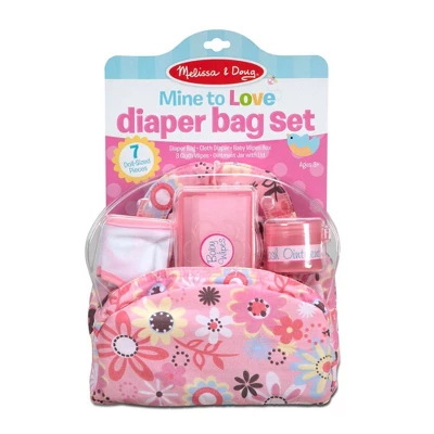Melissa & Doug Mine To Love Doll Diaper Changing Set With Bag, Wipes, Accessories (7pc) - Image 2