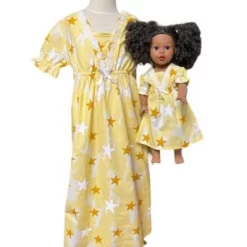 Doll Clothes Superstore Matching Girl And Doll Size 8 Yellow Star Nightgowns