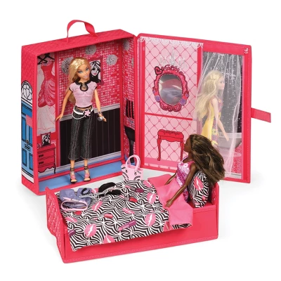 Home & Go Dollhouse Playset Travel & Storage Case With Bed/Bedding For 12" Fashion Dolls - Pink - Image 3