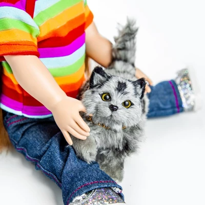 The Queen's Treasures 18 Inch Doll Pet Realistic Grey Striped Kitty Cat - Image 3