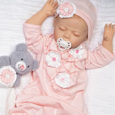 Paradise Galleries Reborn Baby Doll With Magnetic Pacifier, Buttons & Bows, 21 Inch Sleeping Girl In Softtouch Vinyl & Weighted Body, 8-Piece Gift Set - Image 7