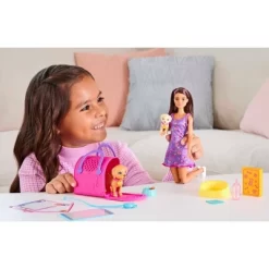 Barbie Pup Adoption Playset And Doll With Brown Hair, 2 Puppies And Color-Change