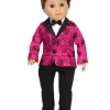 Sophia’s Satin Blazer, Dickie With Bow Tie, & Dress Pants For 18” Dolls, Magenta/Black