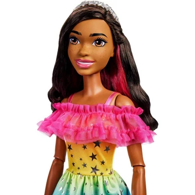 Barbie 28" Large Doll With Dark Brown Hair And Rainbow Dress - Image 2