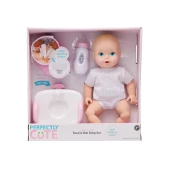Perfectly Cute Feed & Wet 14" Baby Set - Blonde With Blue Eyes