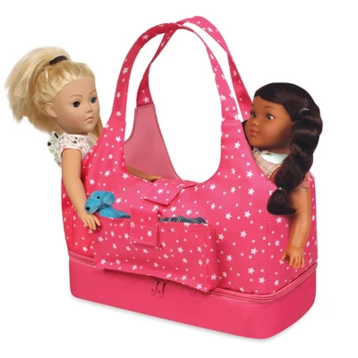 Badger Basket On-the-Go Doll Tote And Storage Bag - Pink Stars - Image 5