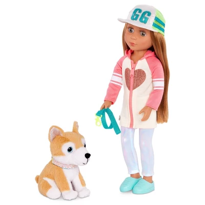 Glitter Girls Tavi With Dog Plush Nougat 14" Doll & Pet Set - Image 2