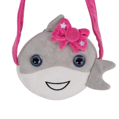 Adora Be Bright Purse For Little Girls - Stuffed Animal Shark Design - Eyes Light Up