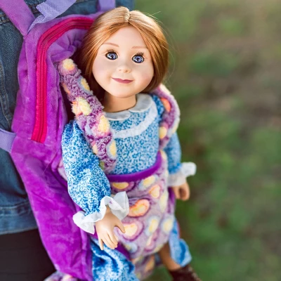 The Queen' Treasures 18 In Doll Carrier And Sleeping Bag, Purple Hearts