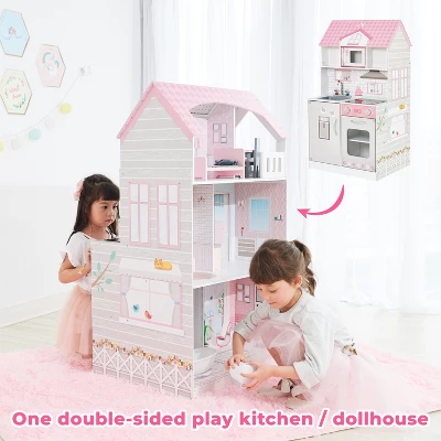 Teamson Kids 'Wonderland' Children's 2 In 1 Doll House & Play Kitchen TD-12515P - Image 3