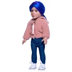I'M A GIRLY Pink Short Plush Jacket Outfit For 18" Fashion Doll
